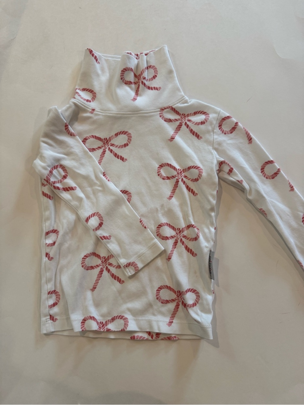 Nantucket Kids Bow Pattern Cotton Turtleneck, 3T